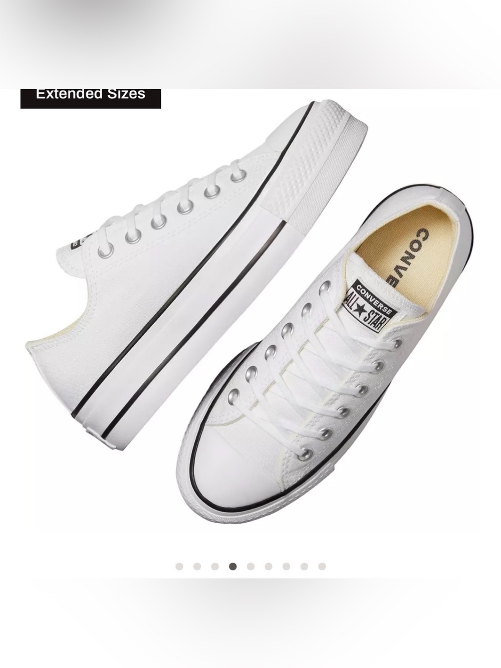 Converse White Low Top Canvas Sneakers with Black Trim